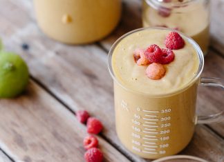 Mango & Raspberry Summer Smoothie with Turmeric & Lime in Australia