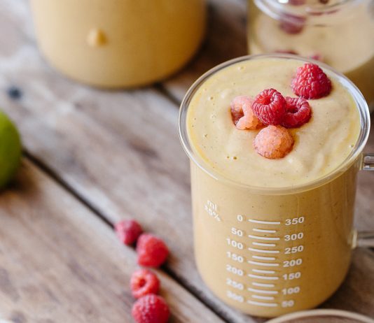 Mango & Raspberry Summer Smoothie with Turmeric & Lime in Australia